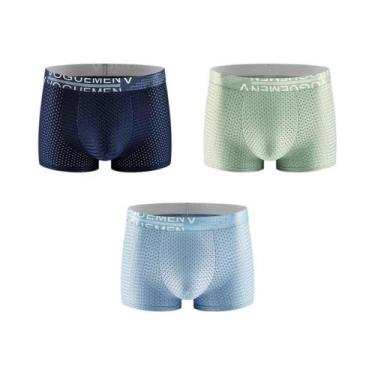 Imagem de Cuecas Boxer Masculinas De Seda Gelada Tamanho Grande, Conjunto De 3 P