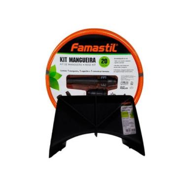 Imagem de Mangueira Jardim 20M Trançada Kit Esguicho e Conector com Suporte Lara