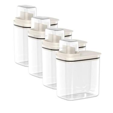 Imagem de Kit 4un Dispenser Flow 1,5 Litros Porta Sabão Líquido Amaciante Alveja