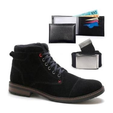 Imagem de Kit Bota Masculina Casual Com Carteira Cinto Coturno Confortável Leve Macio Resistente Dia A Dia-Masculino