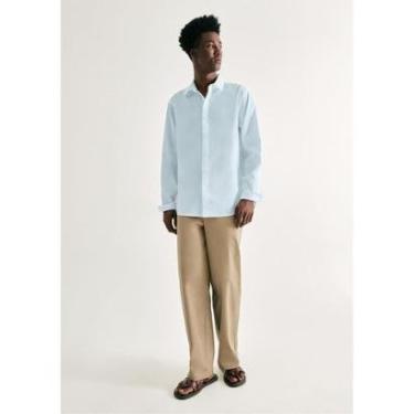 Imagem de Camisa Hering Masculina Slim Manga Longa Azul-Masculino