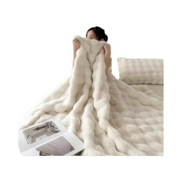 Imagem de Cobertor Térmico De Pelúcia Imitando Coelho Em Cor Sólida, Espesso E C