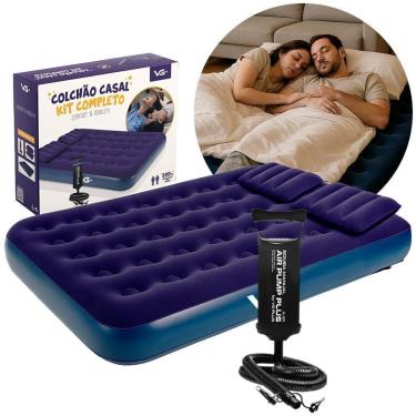 Imagem de Colchão Inflável Casal Com Bomba Manual E 2 Travesseiro VG Plus-Unissex