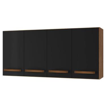 Imagem de Armário Aéreo de Cozinha 120 cm com 4 Portas Lara Savana / Preto - Mob