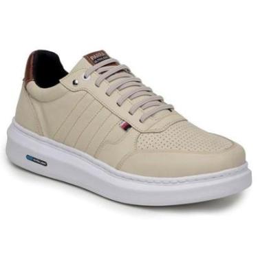 Imagem de Tênis Masculino Couro Legitimo Casual Detalhado-Masculino
