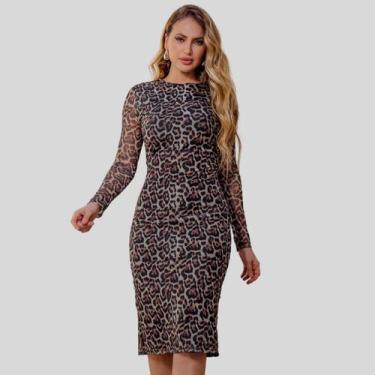 Imagem de Vestido De Tule Manga Longa Com Forro - MAYARA MANZANO, P, Onca