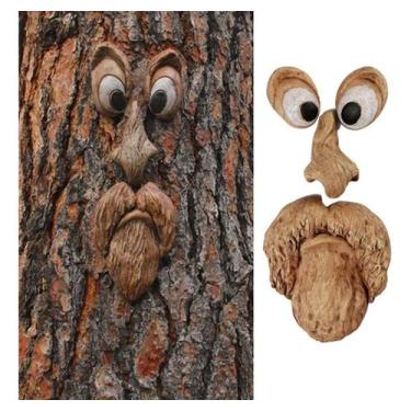Imagem de Decoração De Jardim Rosto Tronco De Árvore- Olhos/boca/nariz MODELO A 
