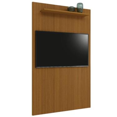 Imagem de Painel Para Tv Até 55 Polegadas Ripado Impressão 3D Egeo Com Prateleira 1,35m Cedro EDN