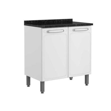 Imagem de Balcão para Cozinha Bertolini Evidence em Aço com 2 Portas Cor Branco 