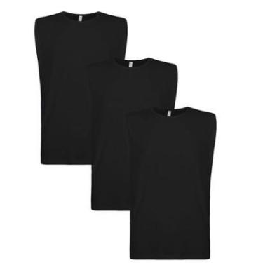 Imagem de Kit 3 Camisetas Regata Masculina Lisa Machão Basica-Masculino