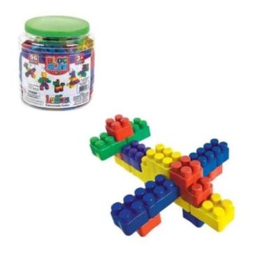 Imagem de Blocos de montar de brinquedo de plástico com 96 peças no pote para cr