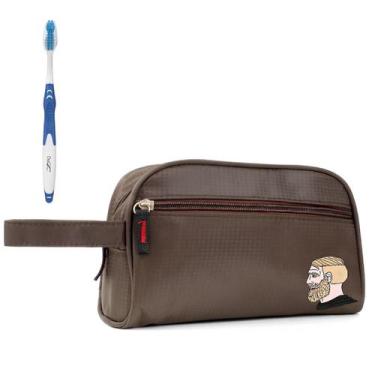 Imagem de Nécessaire Executiva Nylon Impermeável Marrom Estampada - Mormino