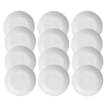 Imagem de Jogo 12 Pratos Sobremesa Cerâmica Coup Branco Liso Alleanza 21cm