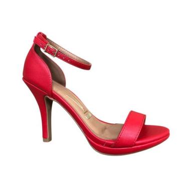 Imagem de Sandalia Vizzano Feminina Salto Alto Fino Social Meia Pata, Vermelho, 