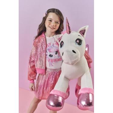 Imagem de Jaqueta Bomber Infantil Menina Paetê Rosa Mundo Cinti, Rosa, 14