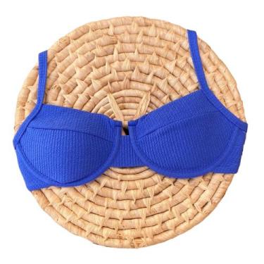 Imagem de Top Avulso Meia Taça Retrô Canelado Ibiza Azul Royal - Califórnia Bras
