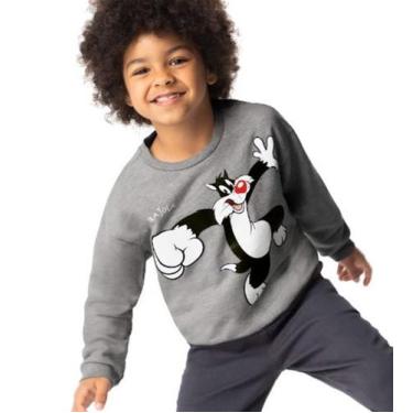 Imagem de Blusão Moletom Looney Tunes Infantil Flanelado por Dentro com Punho Mo