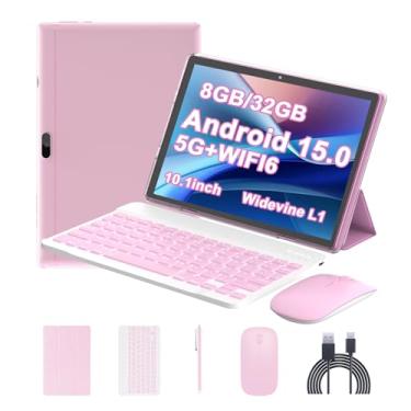 Imagem de Android 15 Tablet, 10 polegadas 8GB RAM + 32GB ROM + 1TB expandir, 1.8Ghz Quad-core Processador, 2 em 1 Tablets com teclado Mouse Case Stylus, 8MP Câmera, 6000mAh, 1280 * 800 HD Tela, 5G WiFi6 Tablet