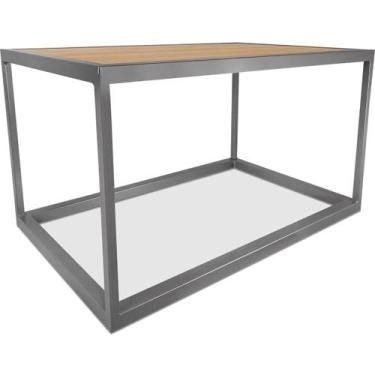 Imagem de Mesa De Centro Goldin Retangular Para Sala Decoração Prata/Jade - Genu