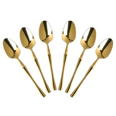 Imagem de Conjunto de Colheres de Sobremesa Gold Classic D1064 6 Peças Aço Inox 15,3x3CM Dourado Dolce Home