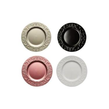 Imagem de Kit 2 Sousplat Decorativo Clássico com Relevo Arabesco 33cm - Wincy Ca