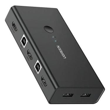 Imagem de Switch HDMI UGREEN 2 Entradas 1 Saída Comutador KVM Preto