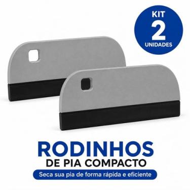 Imagem de Kit 2 Rodinhos Pia Compacto Rodo Multiuso Cozinha e Banheiro Cor:Cinza