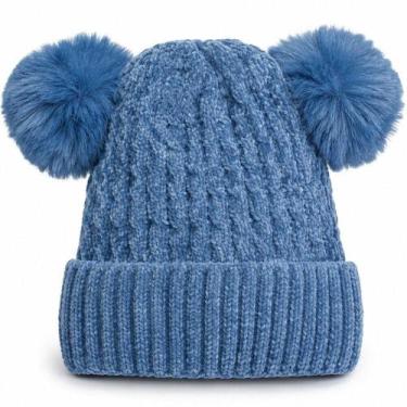 Imagem de Bene Casa Gorro Pompom para Bebê com Sherpa Interna 100% Poliéster Azu