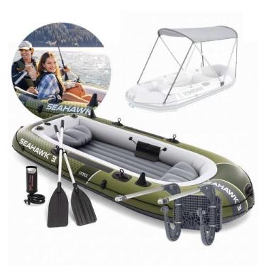 Imagem de Bote Inflavel Seahawk 3 Ate 360kg para Passeios Pesca Lazer com Capota