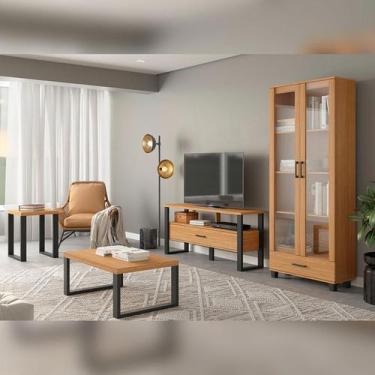 Imagem de Conjunto Sala de Estar Industrial 4 Peças Dalla Costa MDF - Pradel SE