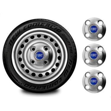 Imagem de 4un Calotas Centrais Prata Uno Roda Aro 13-15 4 Furos 4X100