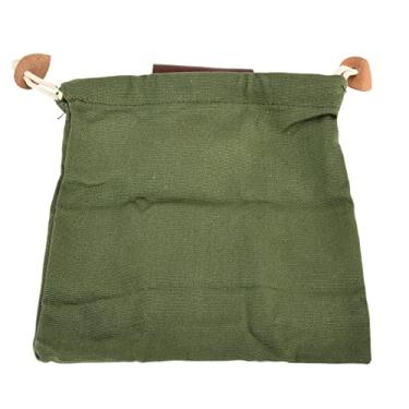 Imagem de Bolsa de forragem de lona de couro, ampla aplicabilidade Bolsa de forragem portátil com cinto para acampamento para coleta de frutas(Exército verde)