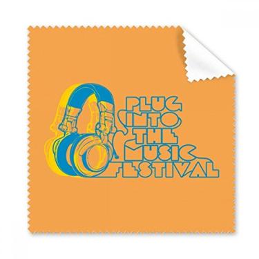 Imagem de Fone de ouvido com estampa de música laranja pano de limpeza para tela de celular, 5 peças