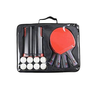 Imagem de Bestgift Advantage Conjunto de tênis de mesa para uso interno, 4 raquetes, 8 bolas com rede retrátil multicolorido quatro raquetes + oito bolas + grade de ping pong