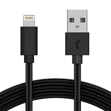 Imagem de Cabo carregador Lightning para iPhone 3,8 m - da TalkWorks | Cabo carregador Apple longo trançado resistente certificado Mfi para iPhone, 10ft, Preto