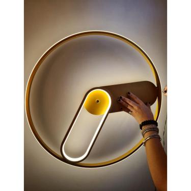 Imagem de Plafon Moderno Redondo Dourado 40cm Led 3200K Bivolt