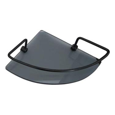 Imagem de Porta Shampoo Canto Preto com Vidro Fumê