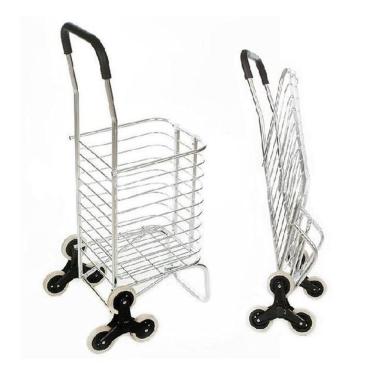 Imagem de Carrinho Dobravel De Aluminio 6 Rodas Sobe Escada Compras
