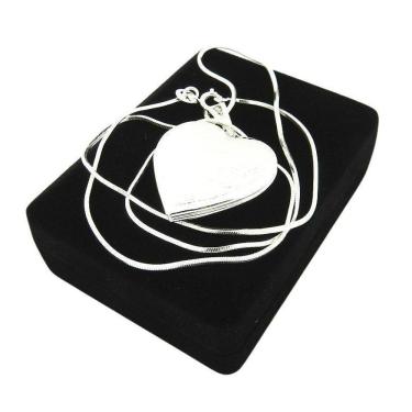 Imagem de Corrente Feminina 50Cm + Relicário 3Cm Folheada Prata Cr334