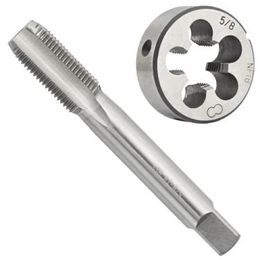 Imagem de Aceteel Conjunto de torneira e matriz UNF HSS de 5/8"-18 UNF 5/8" x 18 UNF rosca de máquina e rosca redonda UNF