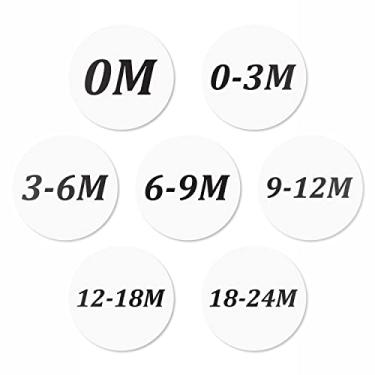 Imagem de 2100 etiquetas – Conjunto de adesivos M0 para M18 – 24 para loja de varejo roupas de bebê roupas (3,8 cm, redondo, branco – 7 rolos)