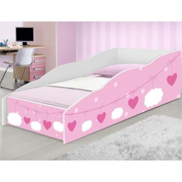 Mini cama Juvenil Infantil Gatinho Branca/Rosa Com Colchão