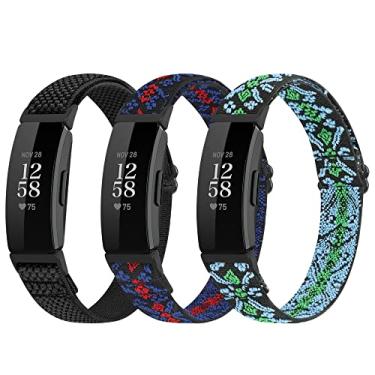 Imagem de Huamanlou Pulseiras esportivas de nylon elásticas ajustáveis compatíveis com Fitbit Inspire 3/Inspire 2/Inspire/Inspire HR/Ace 2/Ace 3, pulseiras de substituição de alças elásticas de laço macio para