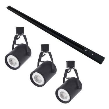 Imagem de Kit Trilho 1 Metro com 3 Spots Nordecor Par 20 E27 Bivolt Preto