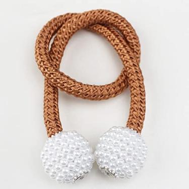 Imagem de 2 Pçs Pérola Ímã Clipe de Cortina Suportes de Cortina Clipes de Fivela Pendurada Fivela de Bola Pendurada Acessórios de Cortina Decoração de Casa, Café Leve, 47cm