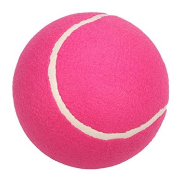 Imagem de Bolas de brinquedo para cães de 20 cm, bola de tênis jumbo, bola de tênis de feltro de pelúcia inflável de borracha grande brinquedos para animais de estimação para assinatura, bolas interativas esportivas engraçadas para crianças animais de estimação adultos cães gatos (rosa)