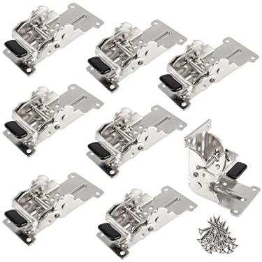 Imagem de PINGEUI Suporte dobrável de 8 peças, suporte de extensão de bloqueio de 0 a 90 a 180 graus, dobradiça dobrável de autotravamento para prateleira de parede, mesa, bancada dobrável, capacidade máxima de carga de 226 kg