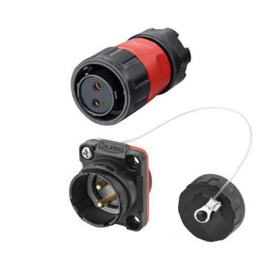 Imagem de Conector circular industrial de 2 pinos CNLINKO, plugue fêmea e conector de montagem de painel macho, tomada de soquete, externo à prova d'água IP67, AC DC