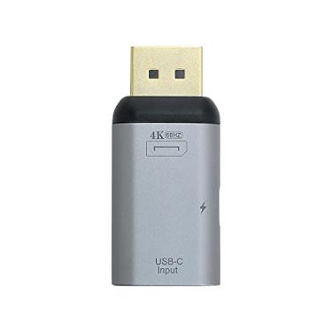 Imagem de NFHK Adaptador de alimentação USB-C tipo C fêmea para DisplayPort DP Sink HDTV e PD 4K 60hz 1080p para telefone e laptop