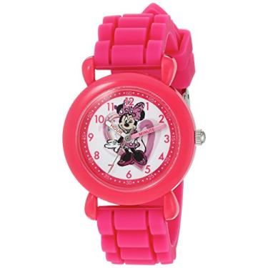 Imagem de Disney Relógio infantil de plástico com pulseira de silicone e quartzo analógico Minnie Mouse, rosa